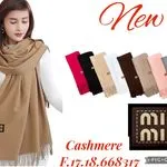 Szaliki damskie cashmere z frędzlami, camel/beżowy
