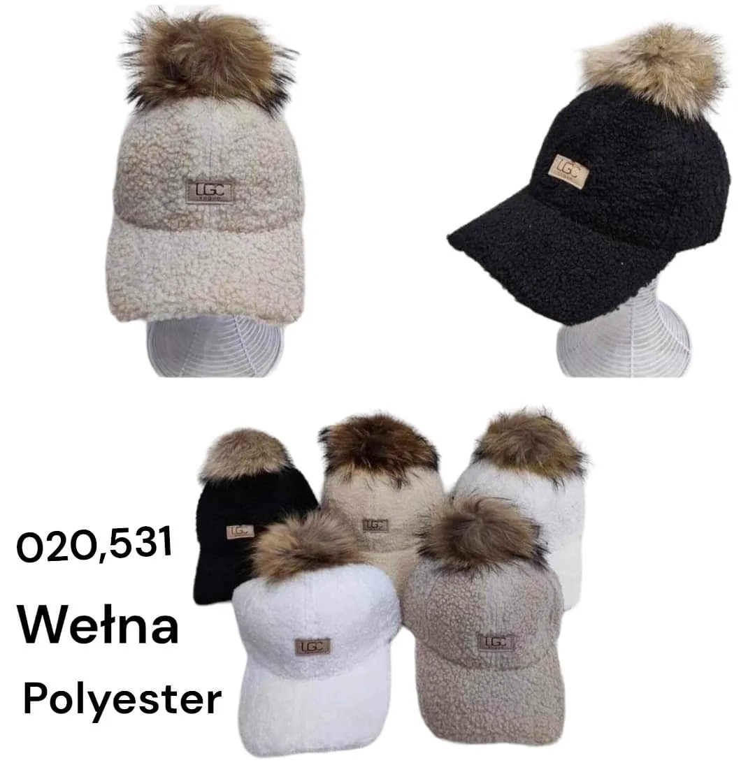 Czapki damskie beanie z pomponem teddy 020,531