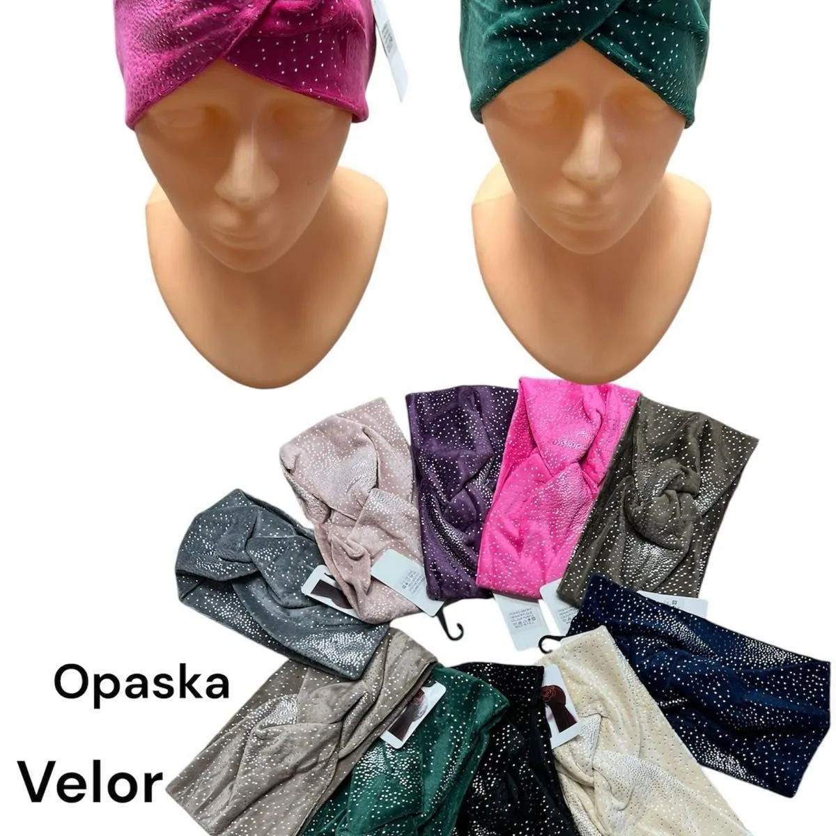 Opaski damskie welurowe z brokatem, velour