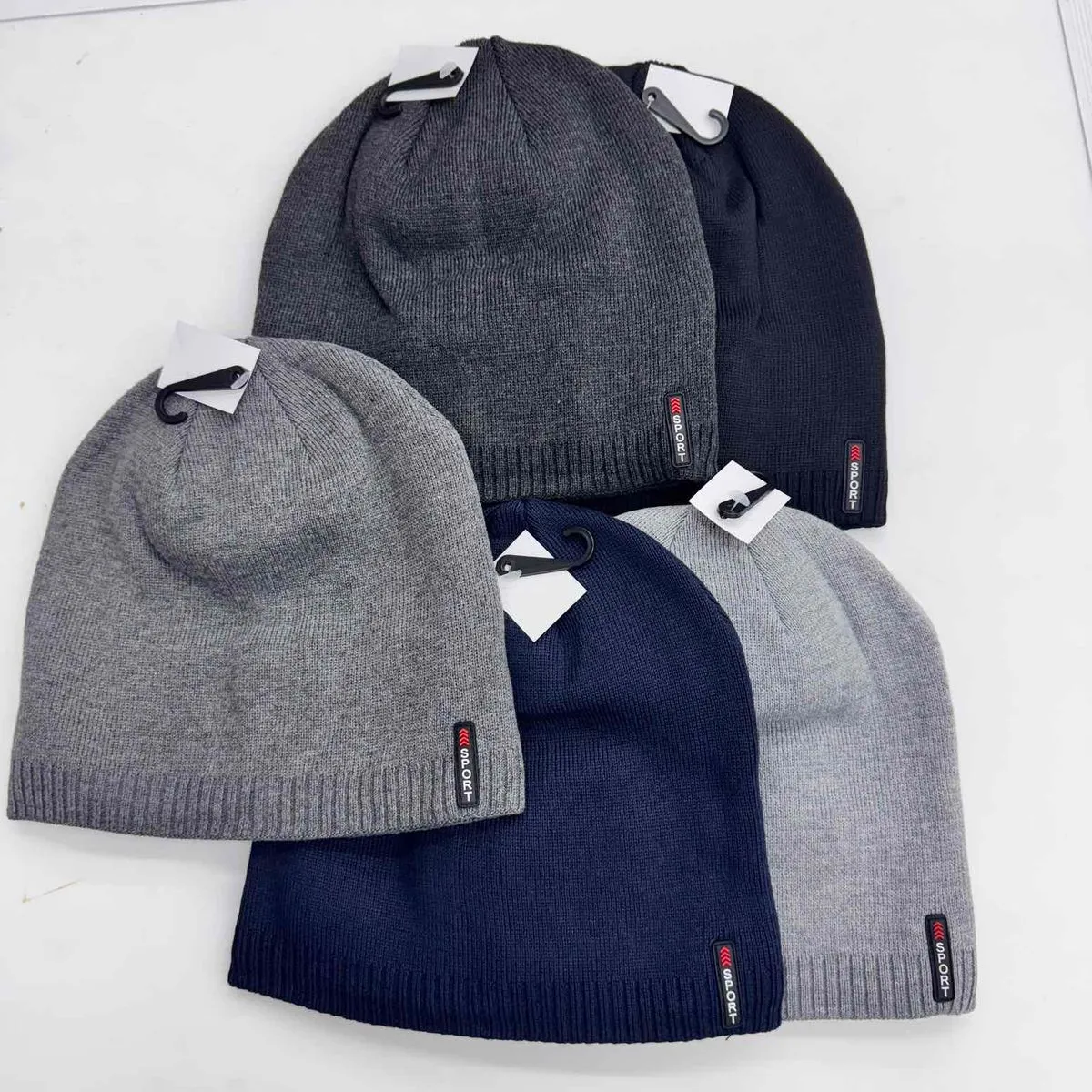 Czapki męskie beanie szare granatowe czarne