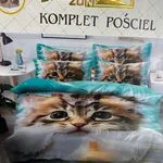 Komplet Pościel 4cz Milano 160/200 Koty Turkusowe