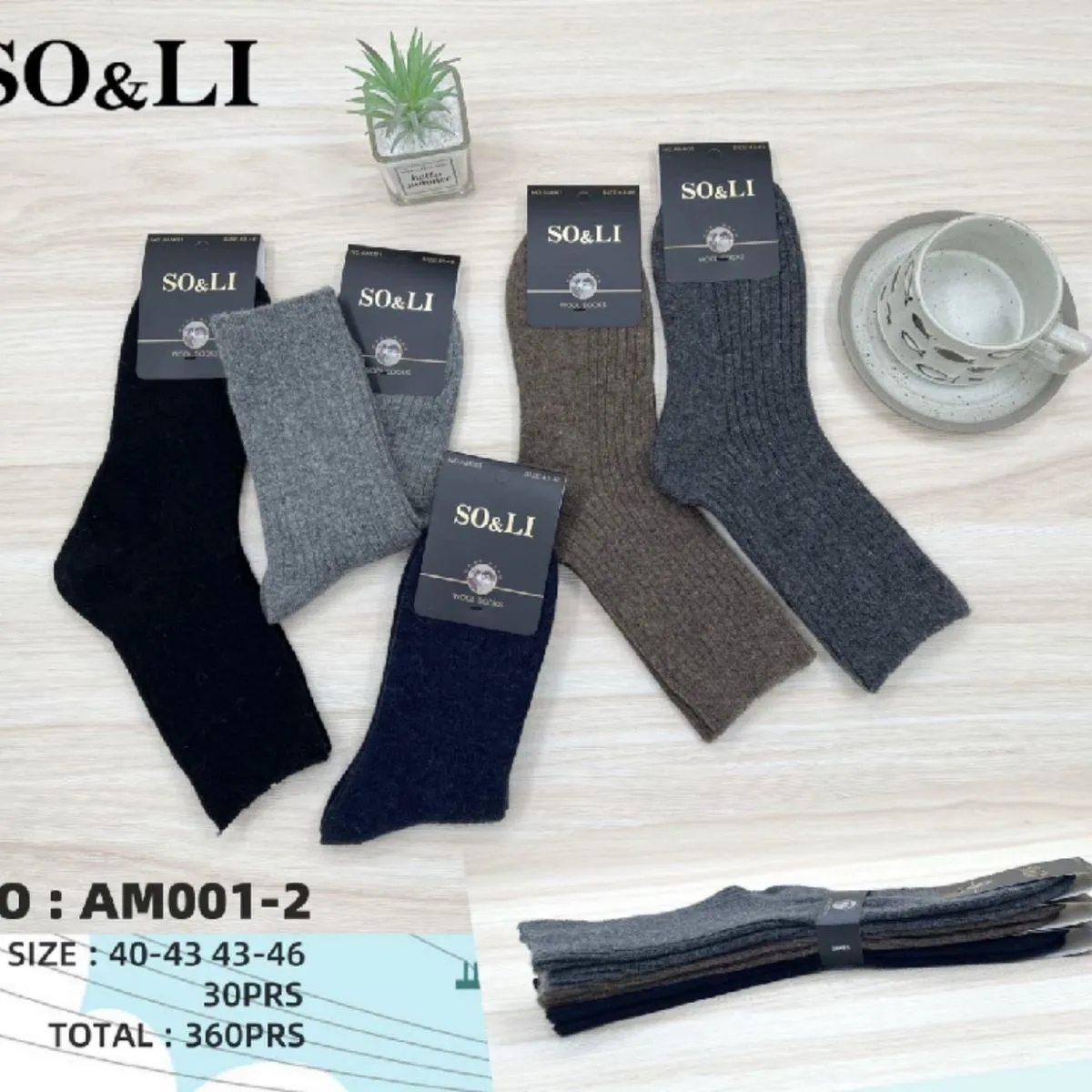 Skarpetki męskie SO&LI DM001-2, rozmiar 40-43/45, 30 szt