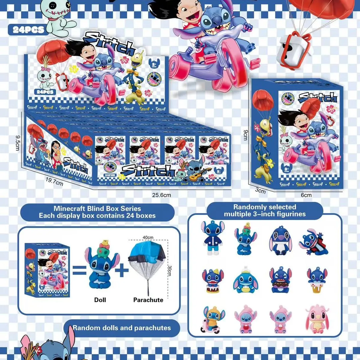 Zabawki Figurki Stitch Blind Box Seria 5cm 24szt