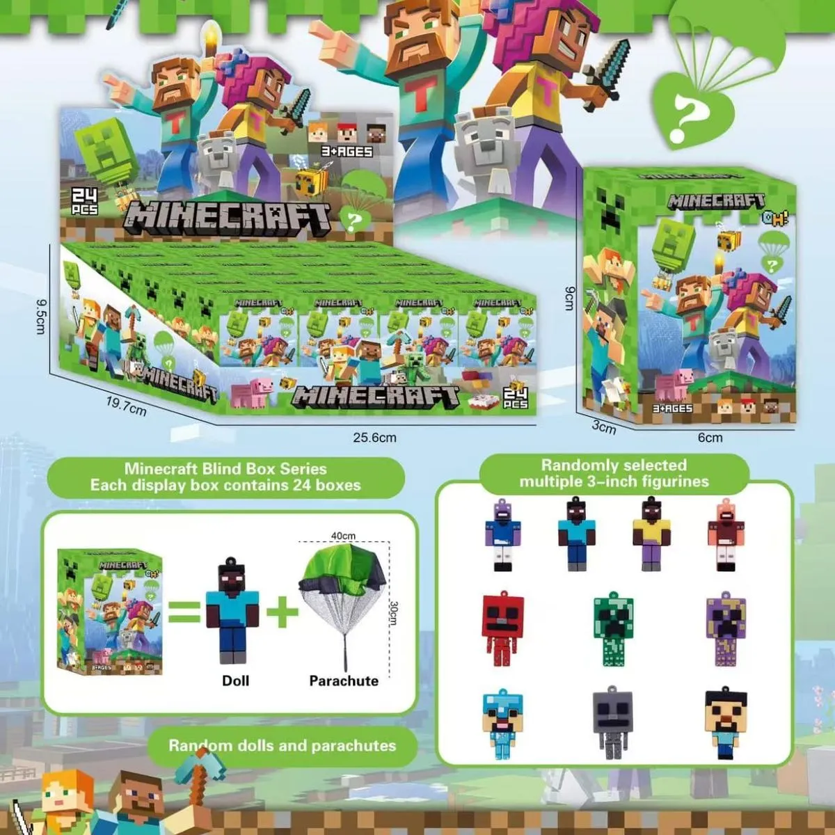 Minecraft Blind Box Figurki 3+ 24 szt w displayu