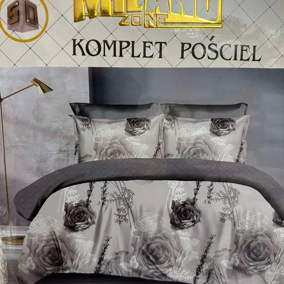 Komplet Pościel 4CZ Milano 160/200 Róże Szare