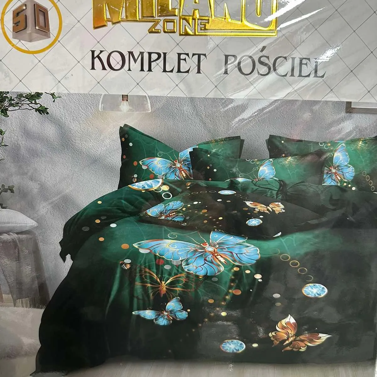 Komplet Pościel 4cz Milano 160/200 Zielony Motyle