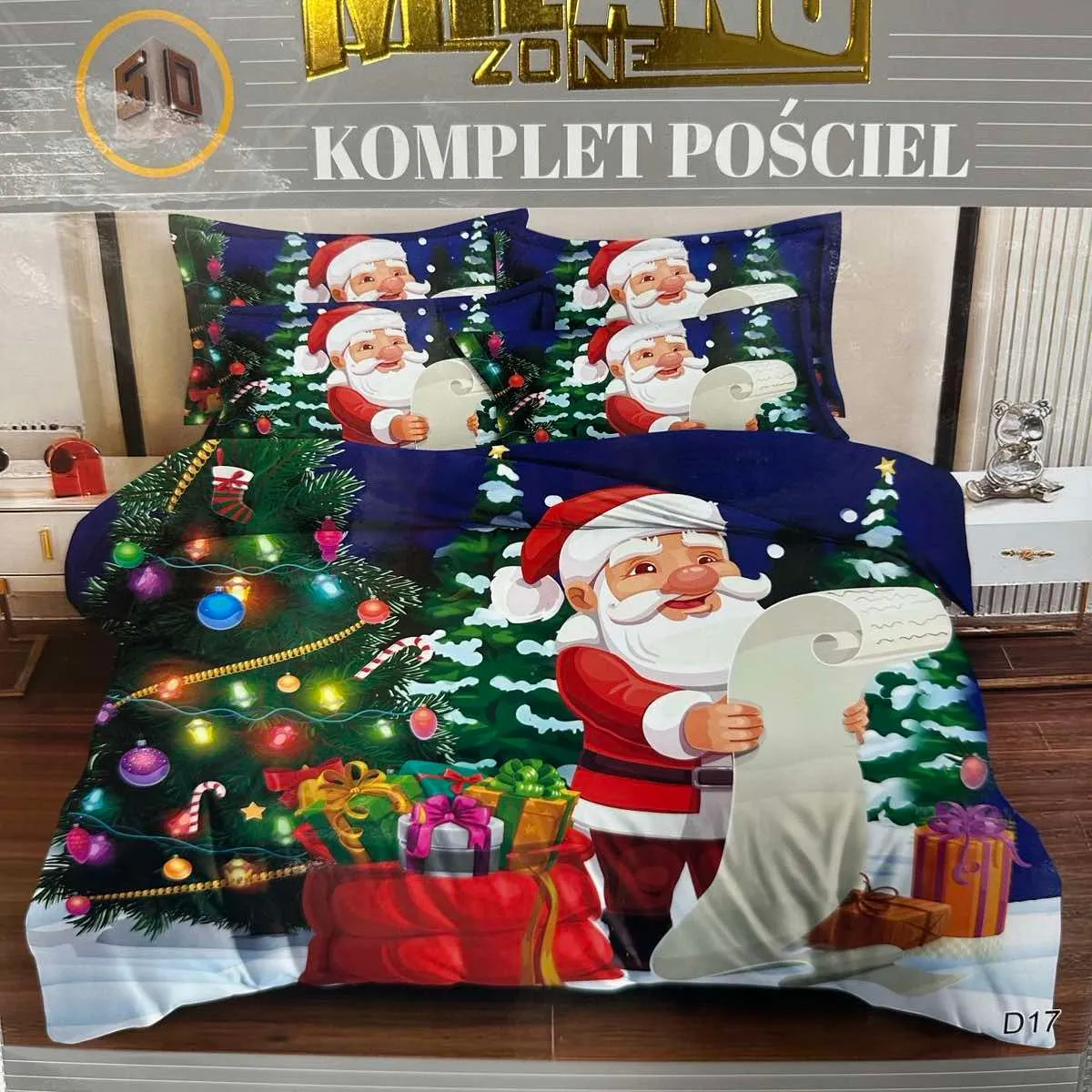 Komplet Pościel 3cz Milano Zone 160/200 Święty Mikołaj