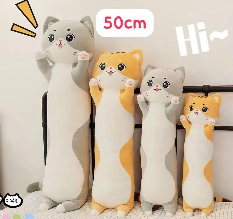 Maskotka Pluszowa Kot 50cm Szara Pomarańczowa