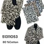 Szaliki damskie leopard wzór 80% bawełna 12 szt mix