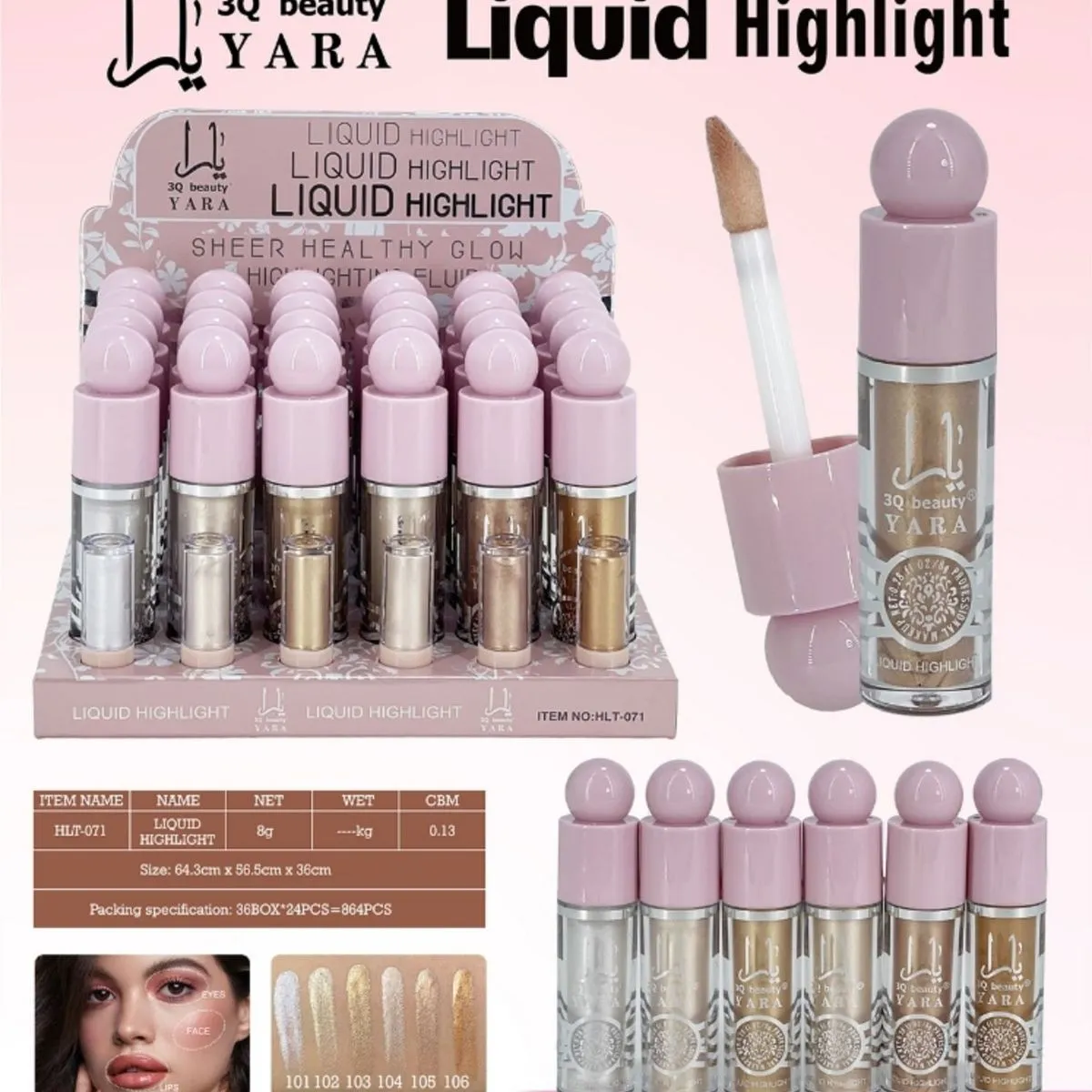 Rozświetlacz do twarzy w płynie Yara 30 Beauty 6.3ml