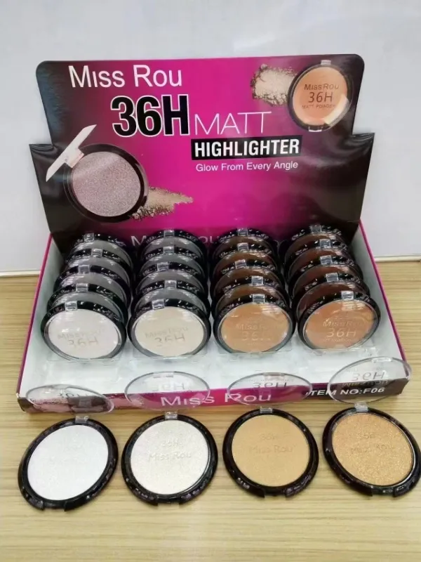 Rozświetlacz prasowany Miss Rouge 36H Matt Highlight Glow 12 szt