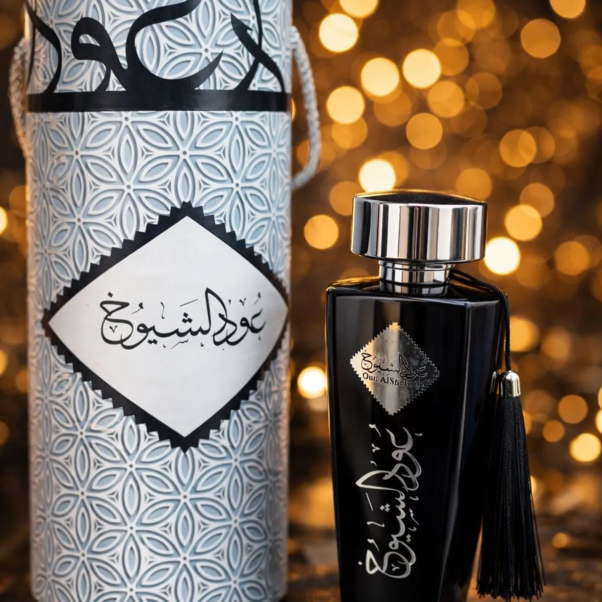 Perfumy 100ml w czarnym flakonie z ozdobnym sznurkiem