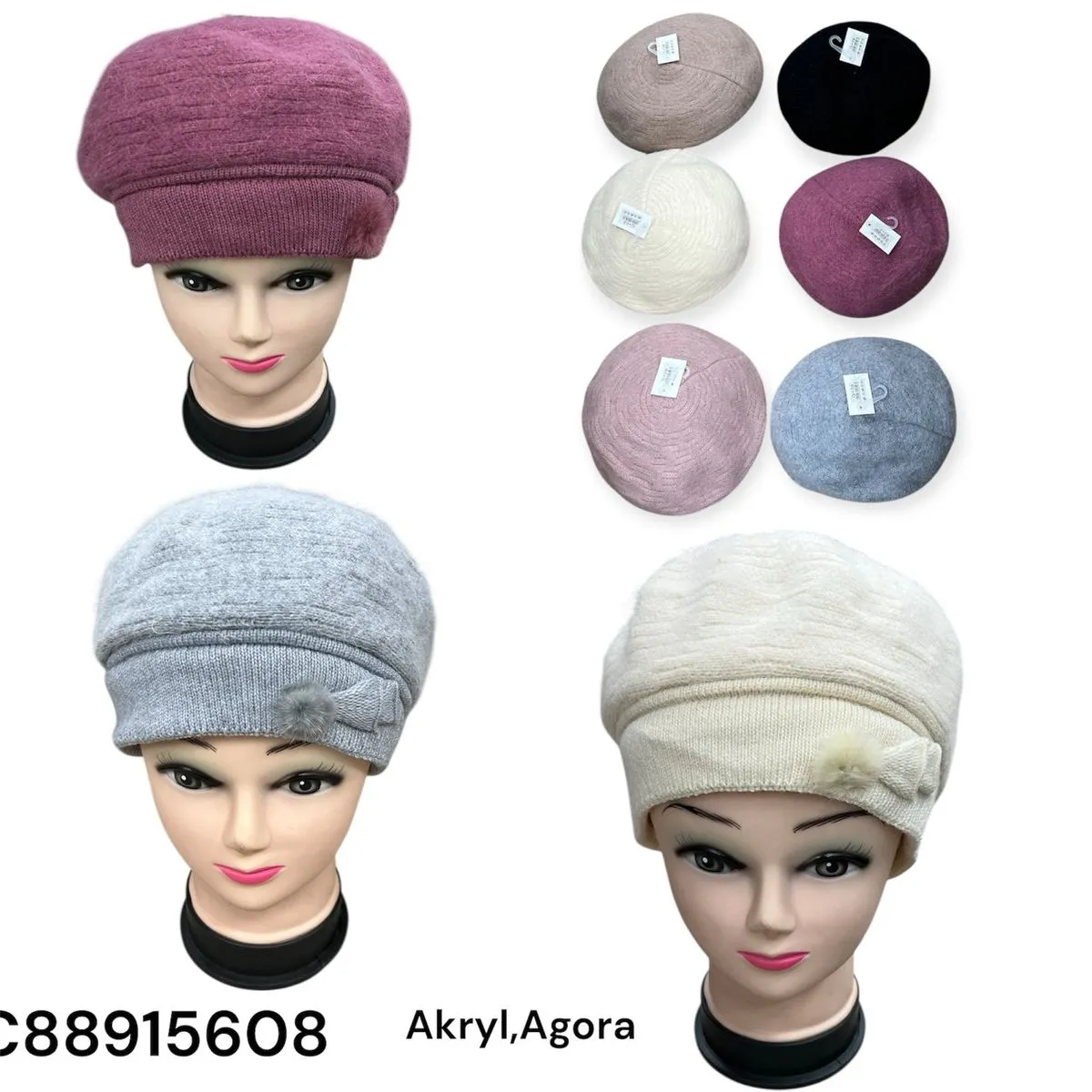 Czapki damskie dzianinowe beanie 6 kolorów