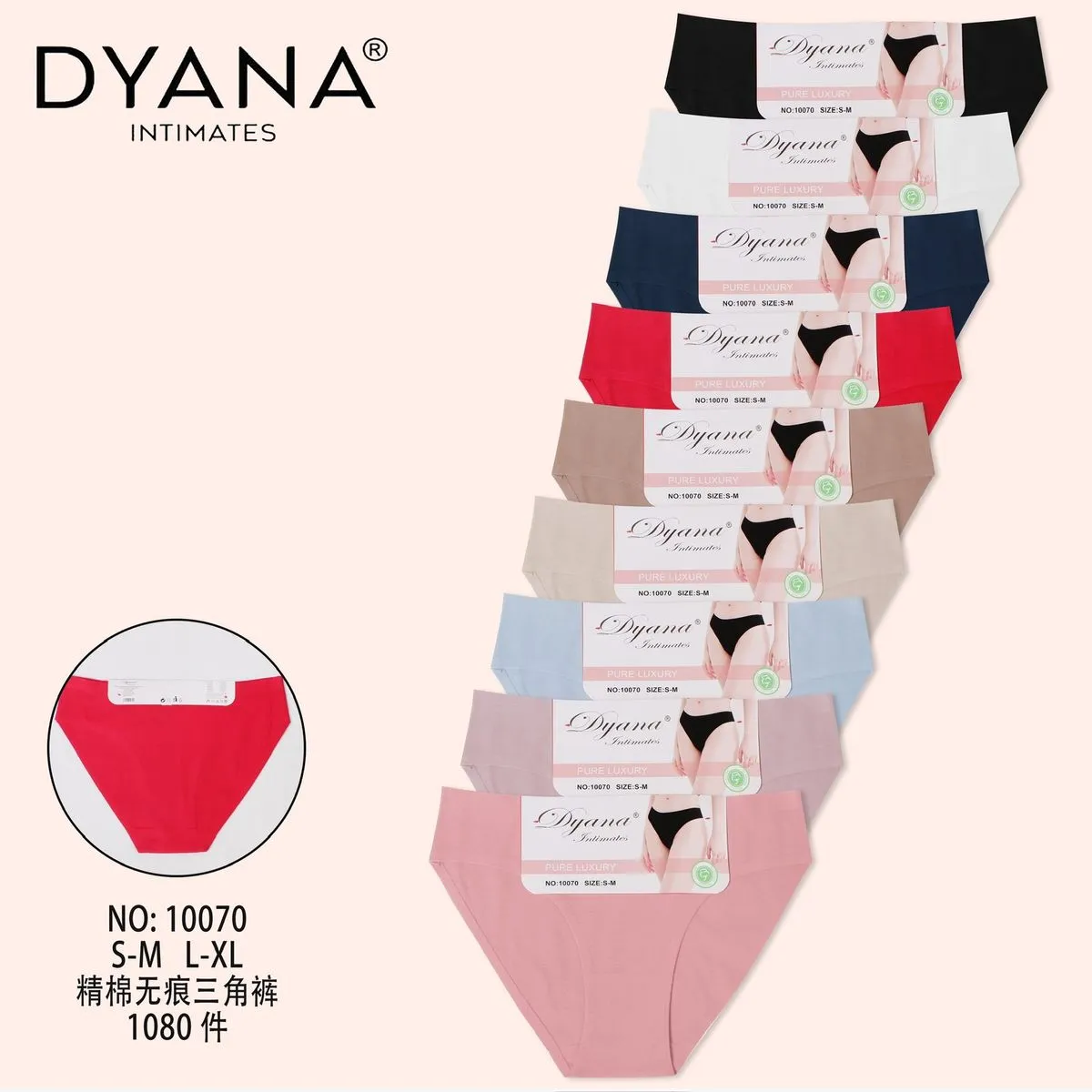 Majtki damskie Dyananana S-M-L-XL 10 szt czarny/biały/granatowy/czerwony/beżowy/niebieski/różowy