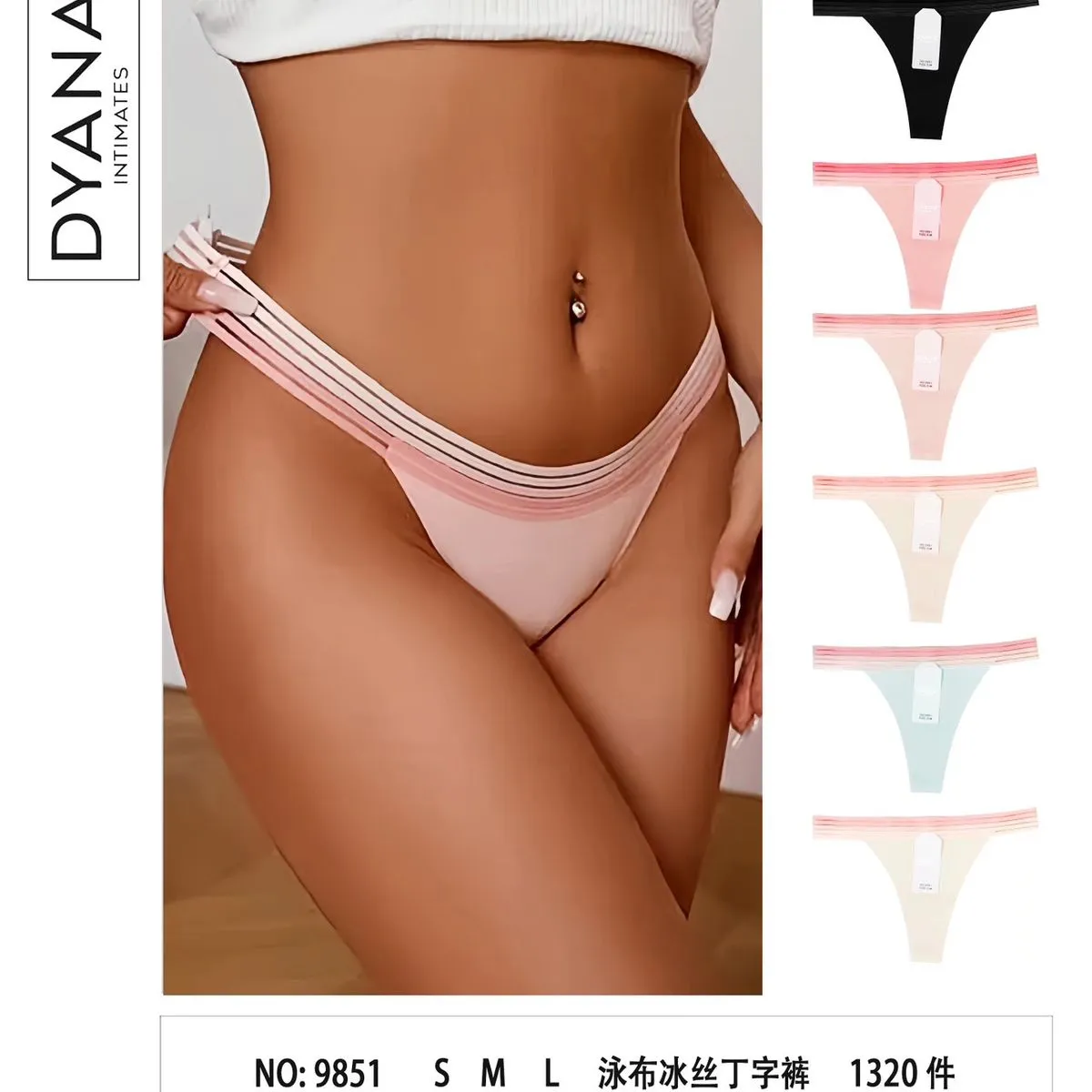 Majtki damskie DYNAN stringi S M różowo-białe