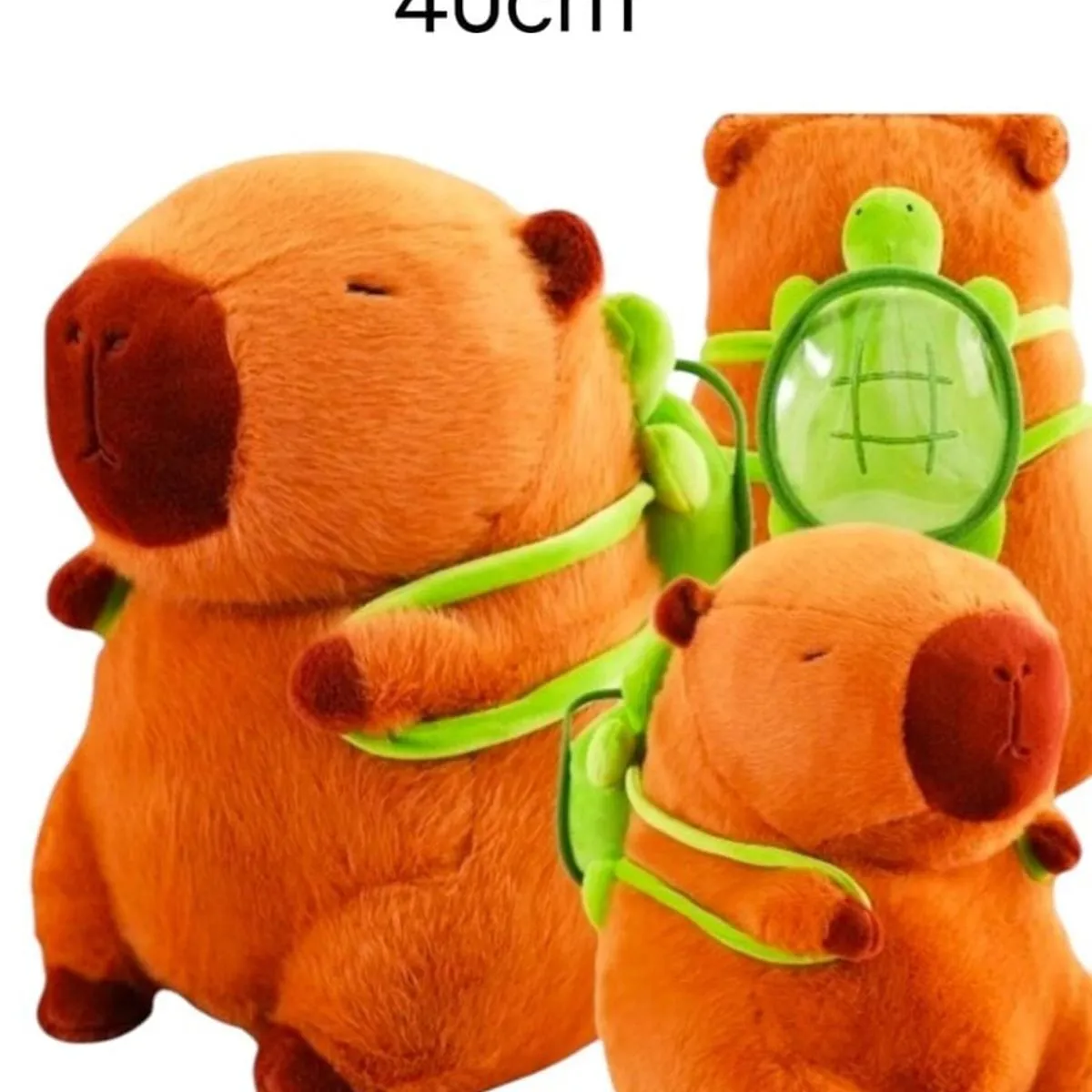 Maskotka Pluszowa Kapibara z Plecakiem Żółwiem 40cm