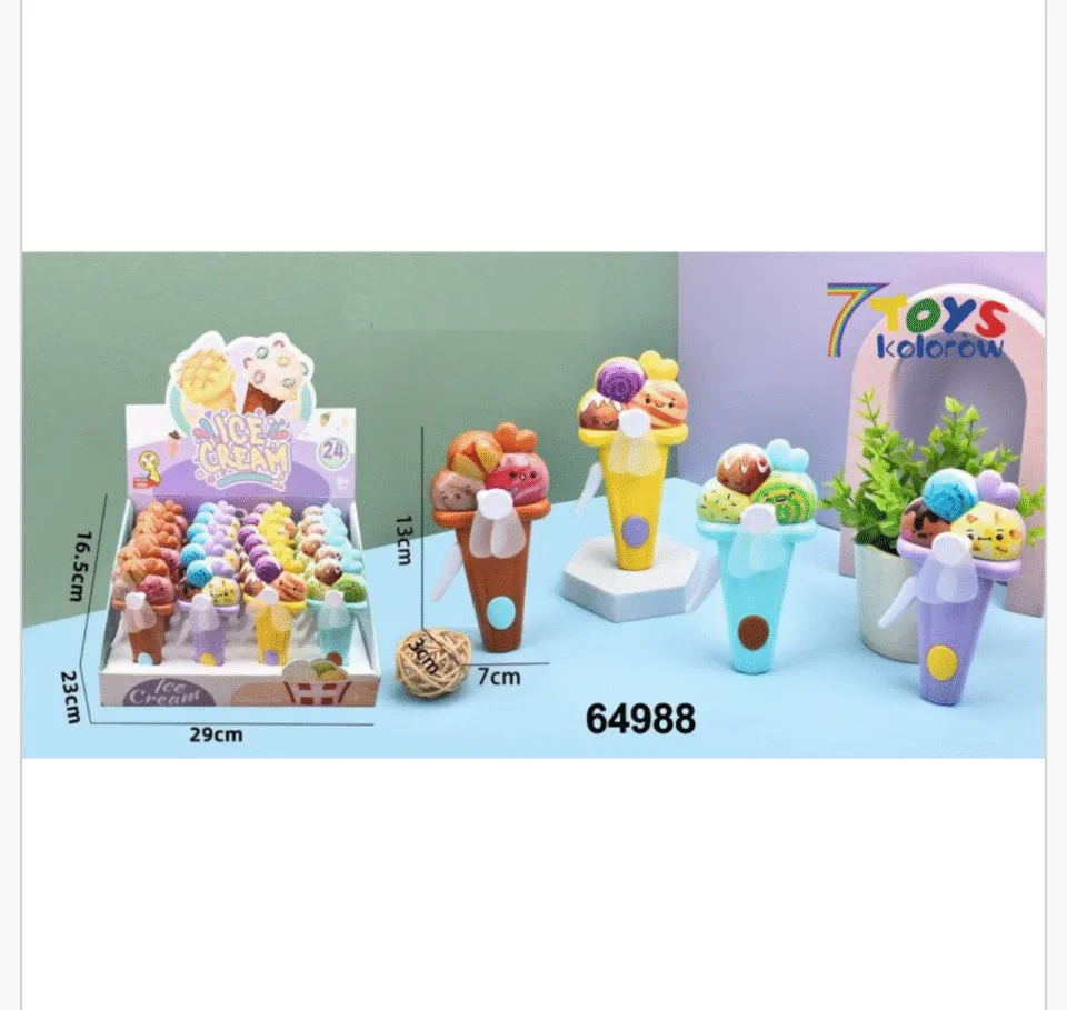 Mini Wiatrak Ręczny 13cm Lody Ice Cream Kolorowe - 24 szt.