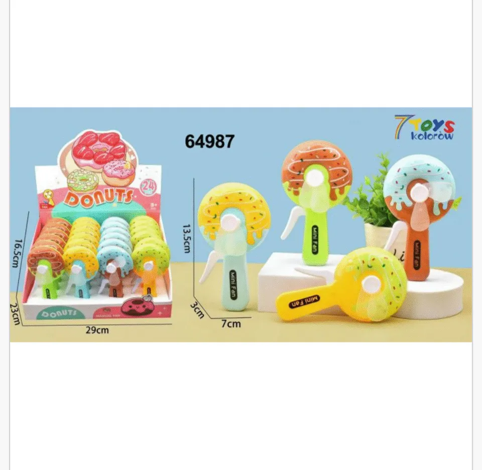 Mini Wiatrak Ręczny Donut 13,5cm - Zabawka Manualna 24szt