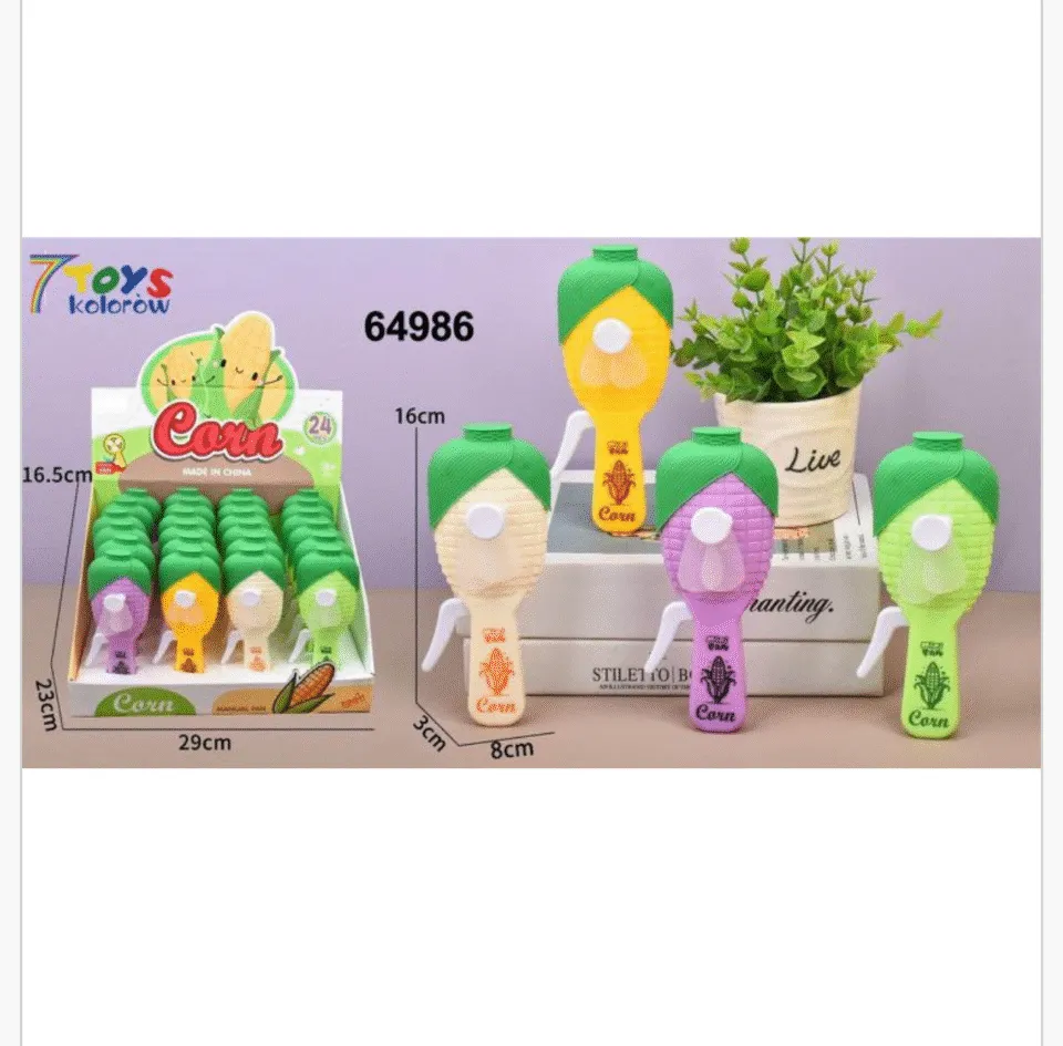 Mini Wiatrak Ręczny Kukurydza 16cm - Manualny, Mix Kolorów 24 szt.