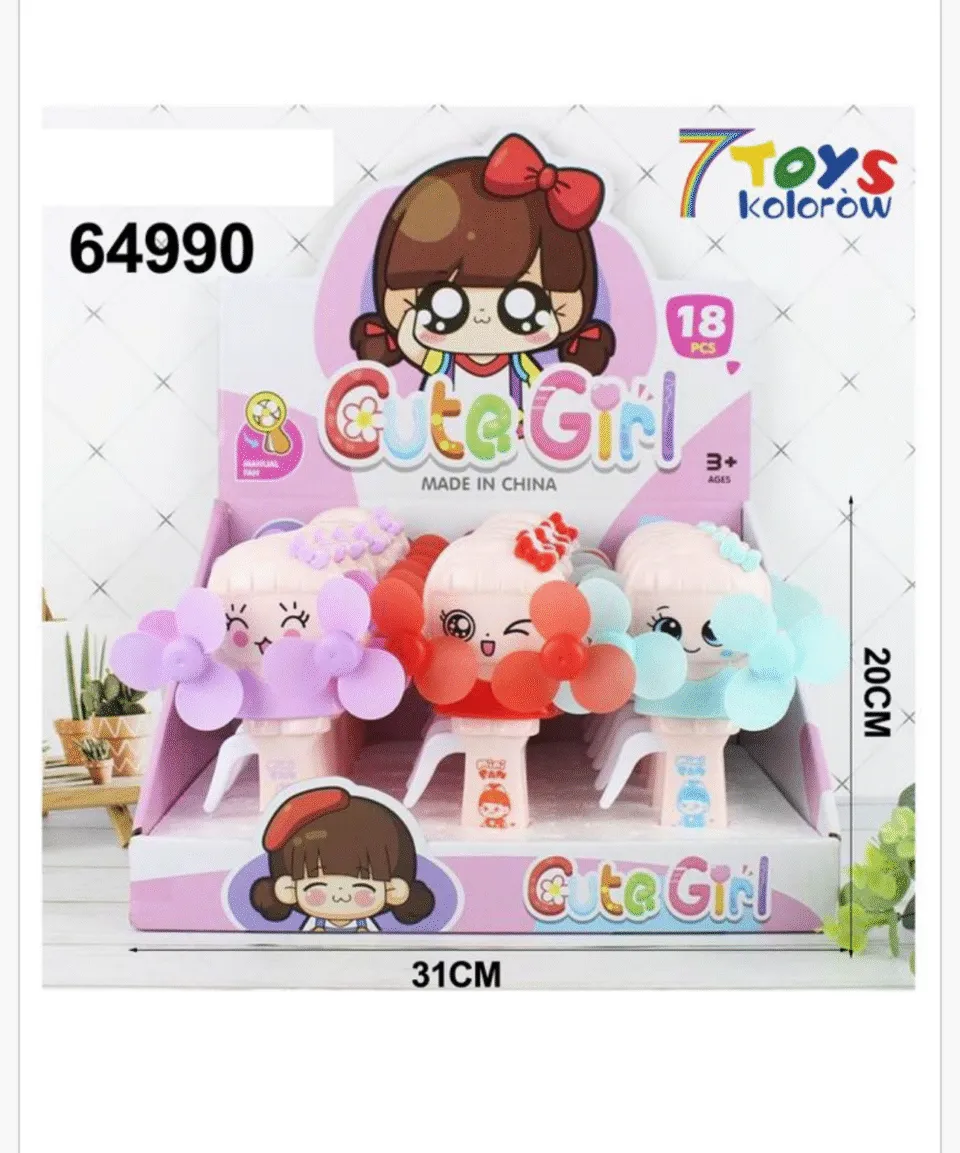 Mini Wiatrak Ręczny Cute Girl Manualny 7 TOYS - 18 szt.