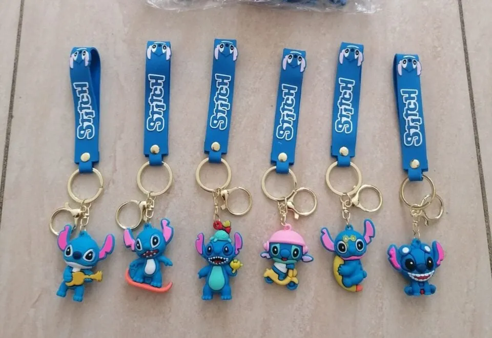 Brelok do Kluczy Stitch z Paskiem Silikonowym, Mix Wzorów 24 szt.
