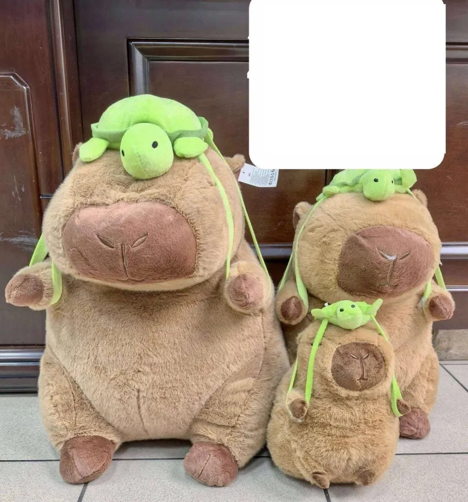 Maskotka Pluszowa Kapibara 23cm z Plecakiem Żółwiem