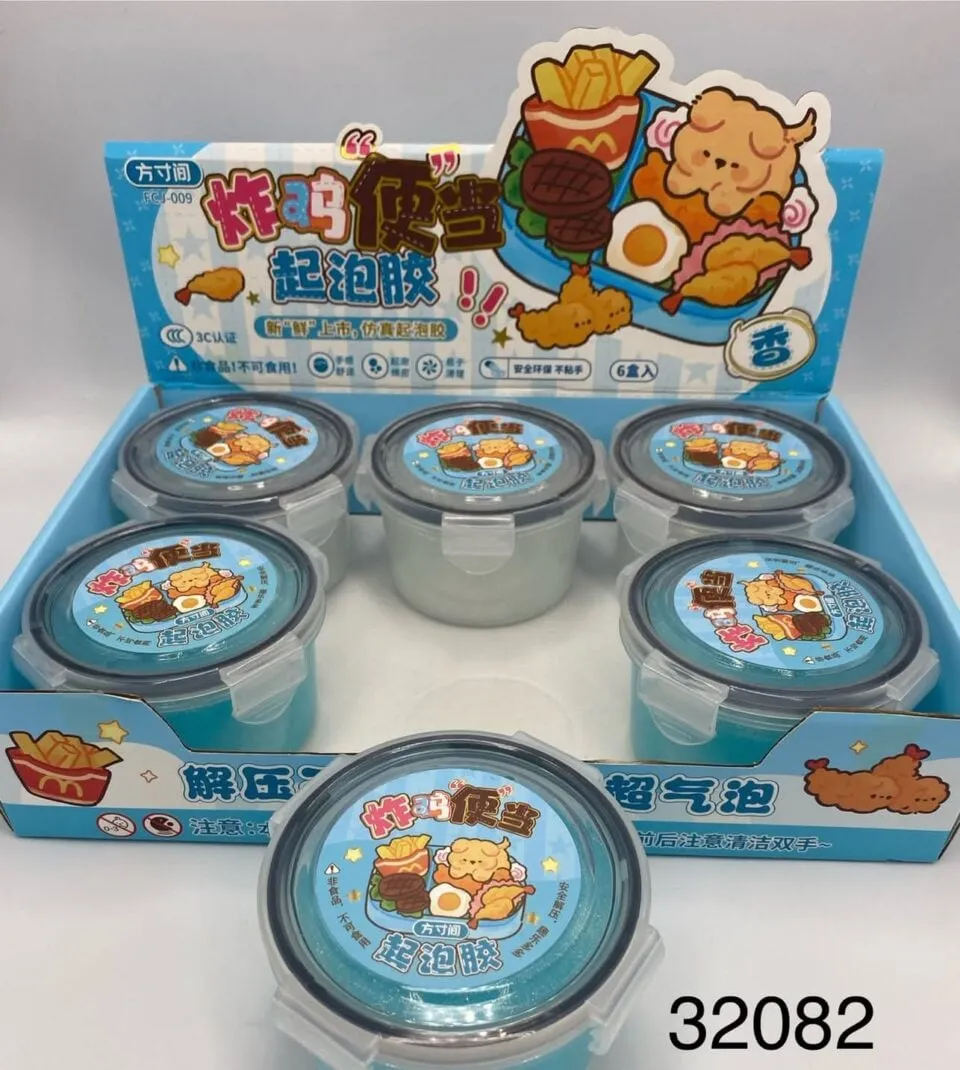 Zabawka Slime w pojemniku bento 6 szt, masa plastyczna niebieska