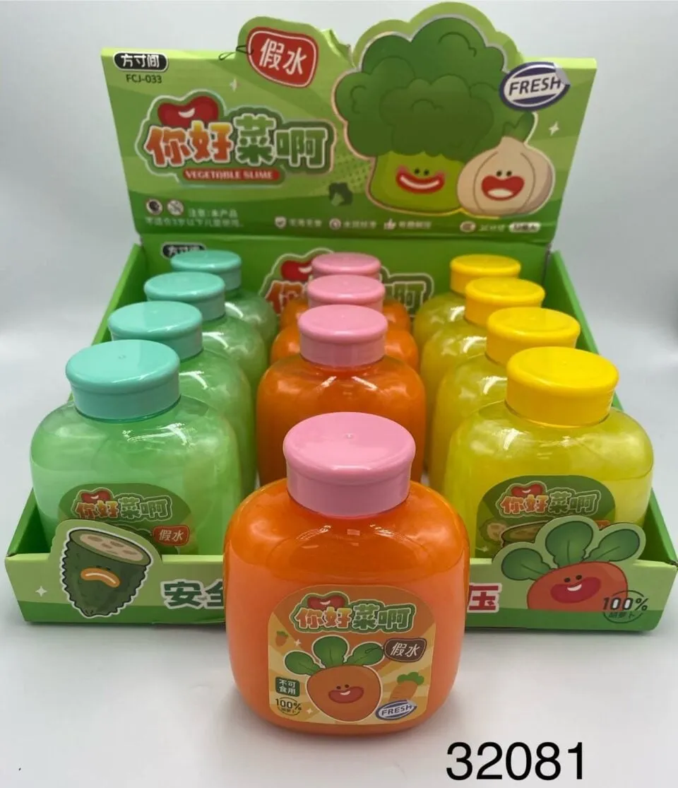 Zabawka Slime Warzywa w butelkach, 12 sztuk