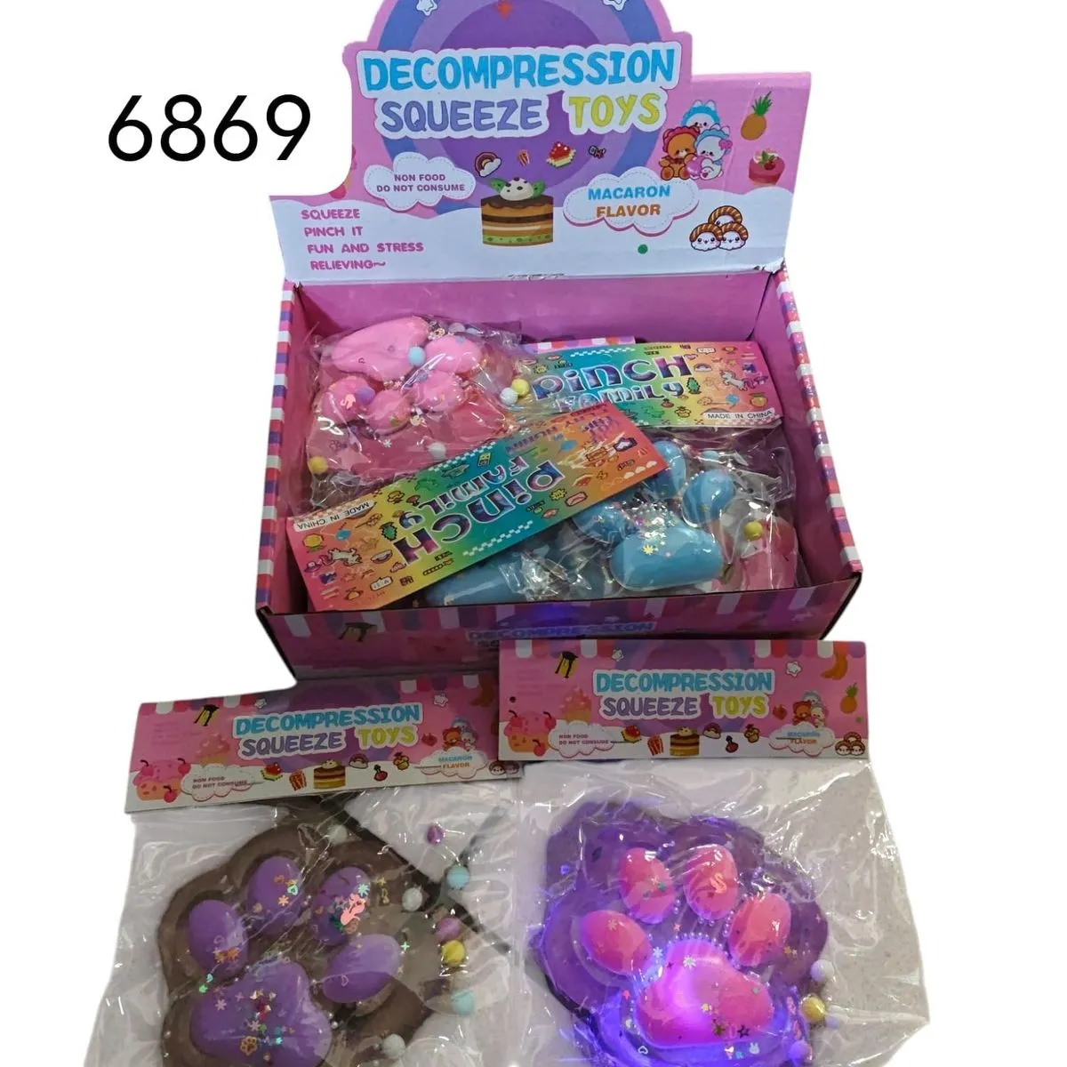 Gniotki Łapki Duży LED - Antystresowe Zabawki Pinch Family 9 szt.
