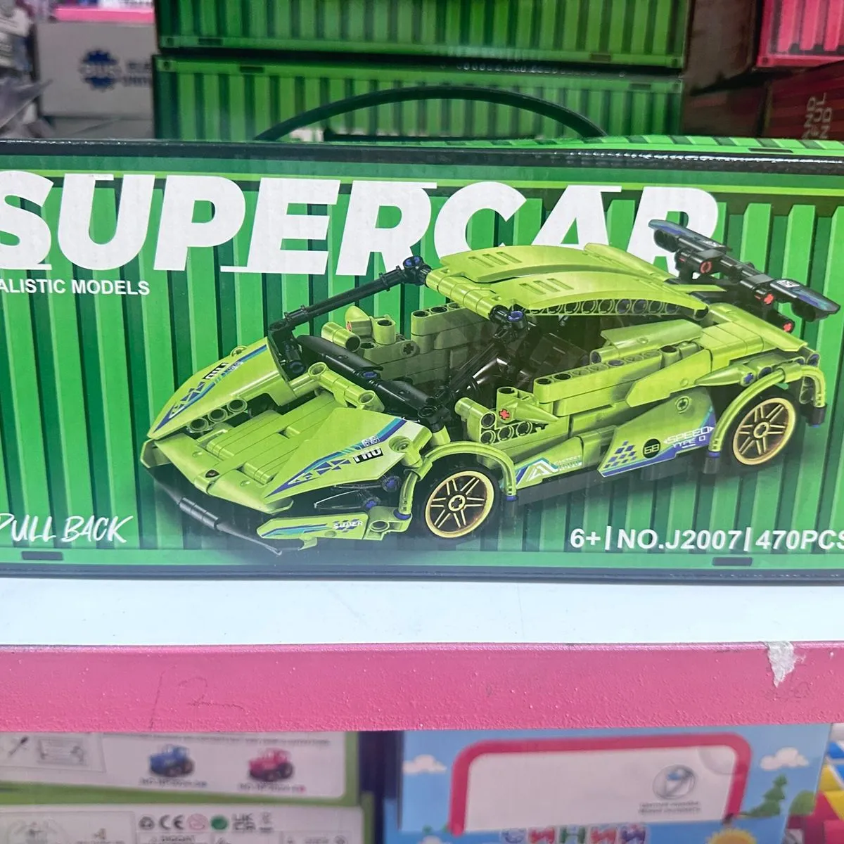 Klocki Super Car Zielony 470PCS Napęd Pull Back J2007