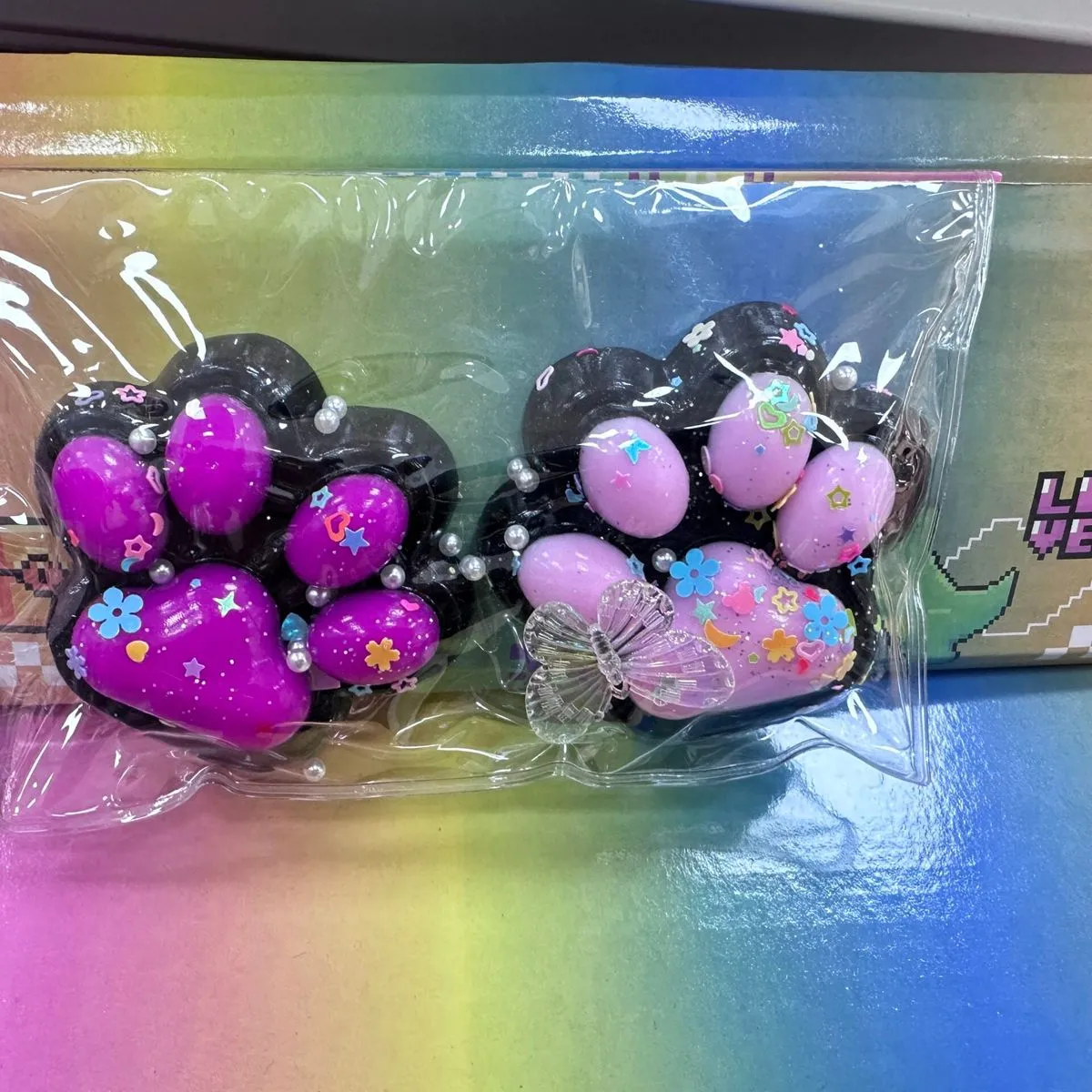 Gniotki Łapki Kota Squeeze Toys z Brokatem i Ozdobami 16 szt.