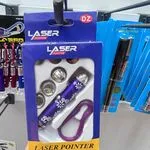 Wskaźnik laserowy z karabińczykiem i końcówkami, fioletowy, 12szt