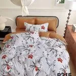 Pościel Bawełniana 3cz 160x200cm Biała w Czerwone Kwiaty B315