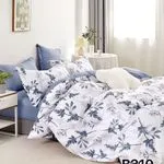 Pościel bawełniana 3cz 160x200cm wzór szare liście B310
