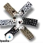 Opaska damska dzianinowa w panterkę, przeplatana, 12 szt.