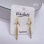 Kolczyki damskie złote wiszące sople z cyrkoniami Vikilady 12szt