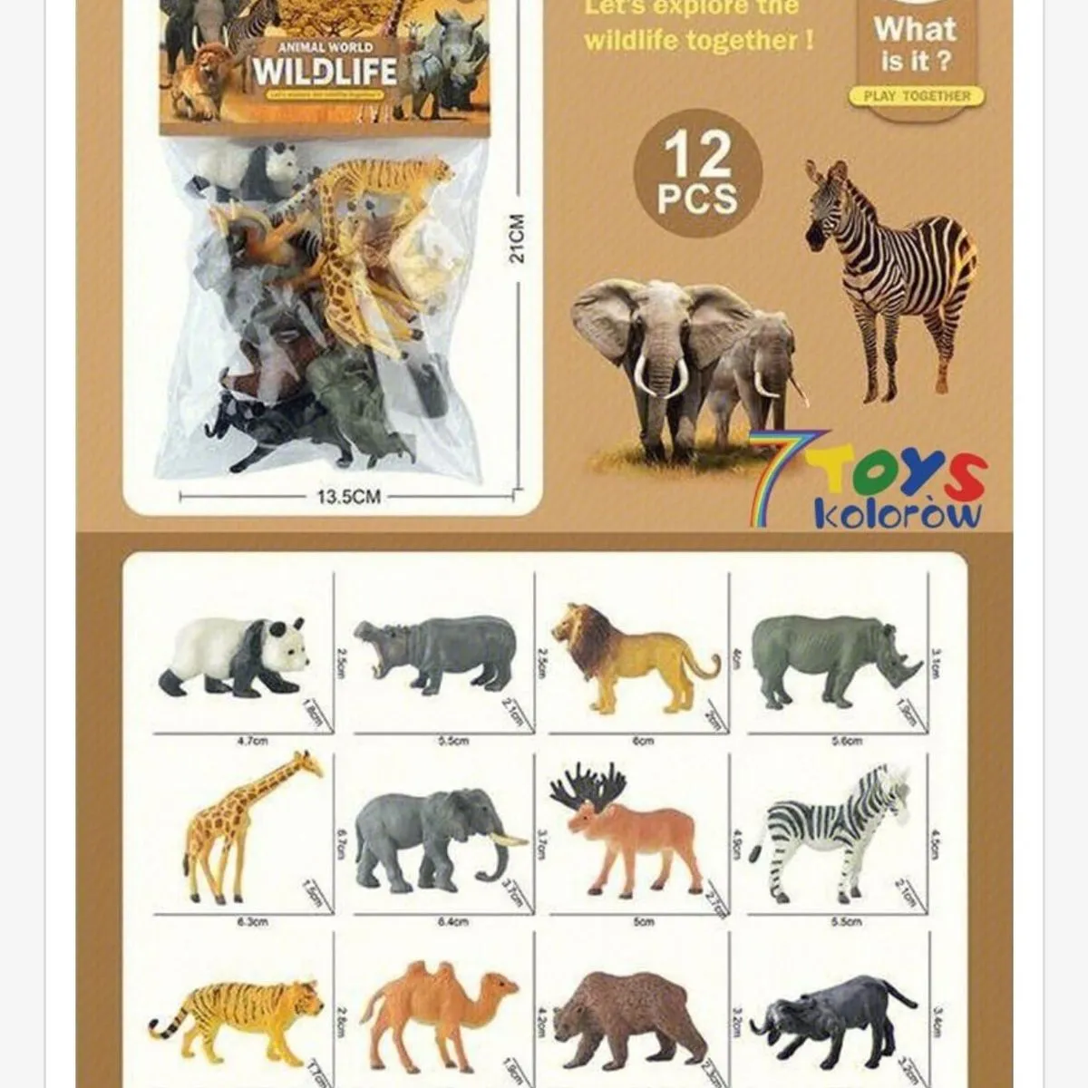 Zestaw 12 Figurek Dzikich Zwierząt Wildlife 13cm