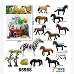 Zestaw Zwierząt 16PCS - Konie, Zebra, Akcesoria 17cm