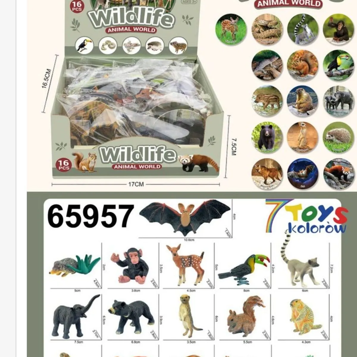 Zestaw 16 Figurek Zwierząt Wildlife Animal World
