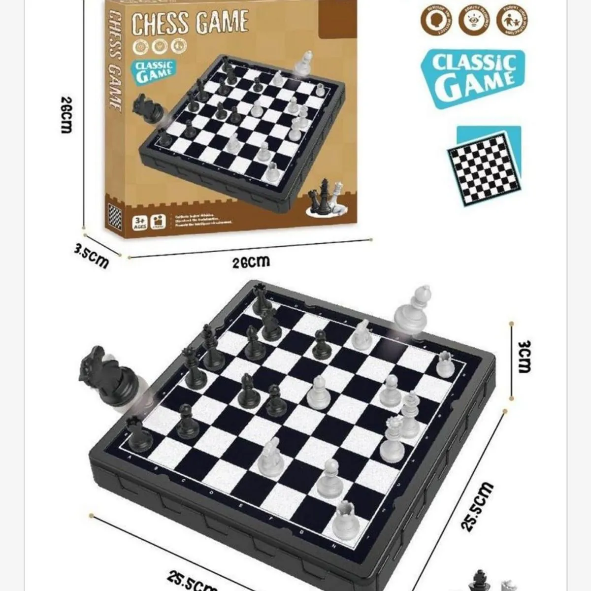 Szachy Zabawkowe Chess Game 25,5cm Klasyczna Gra Planszowa