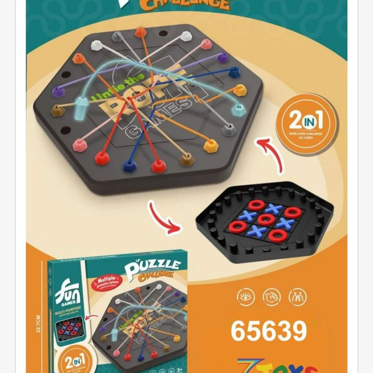 Zabawki Puzzle Challenge 2w1 Gra Logiczna Sznurki i Kółko Krzyżyk