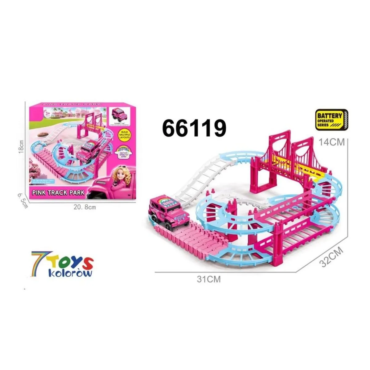 Ścieżka Elektryczna dla Dzieci Pink Track Park 38el. 31x32cm