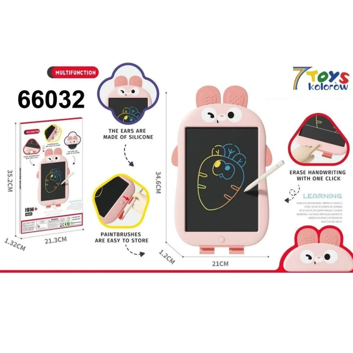 Tablica LCD Znikopis Królik 34,6cm Różowa 66032