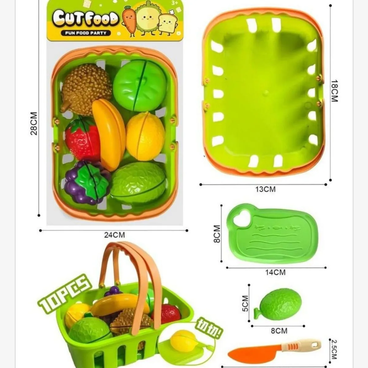 Zestaw Cut Food - Owoce do krojenia w koszyku 10 el. 24x26cm