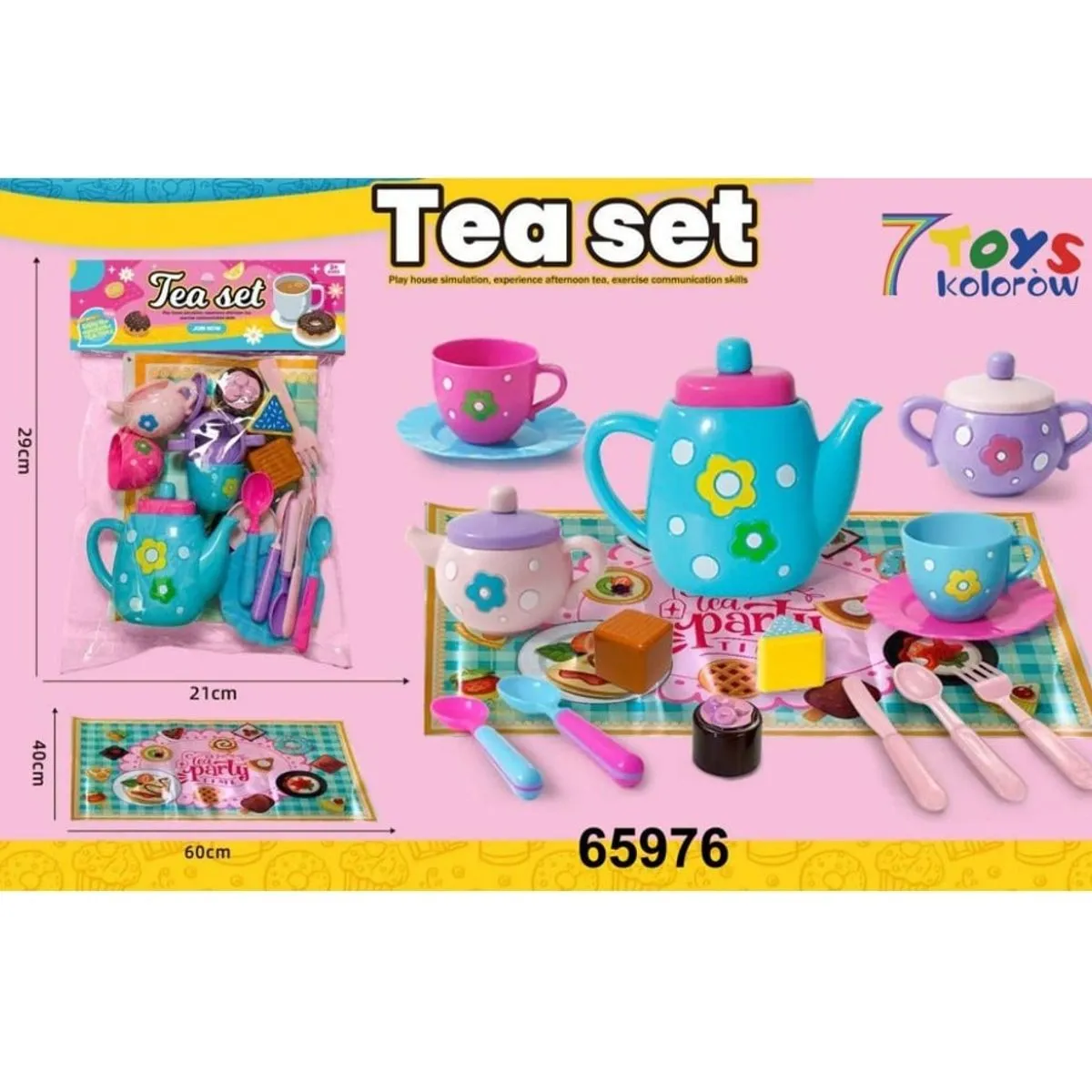 Zestaw Zabawkowy Tea Set - Serwis do Herbaty 29x21cm, 12 szt.