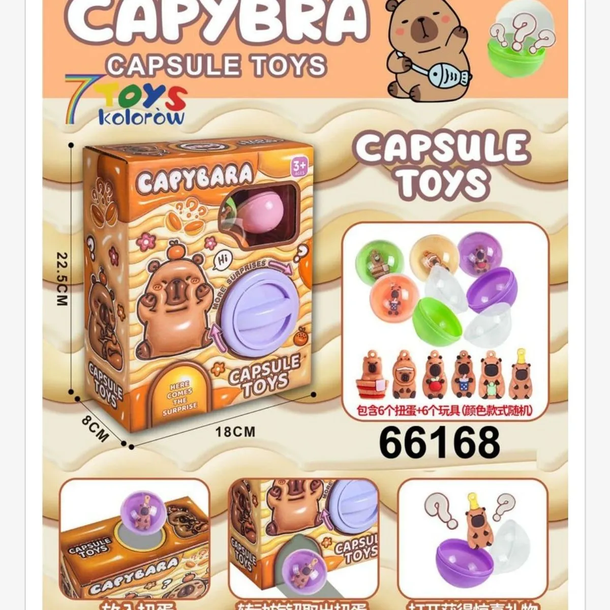 Zabawki Kapibara Capsule Toys Automat z Figurkami 22,5cm 12szt