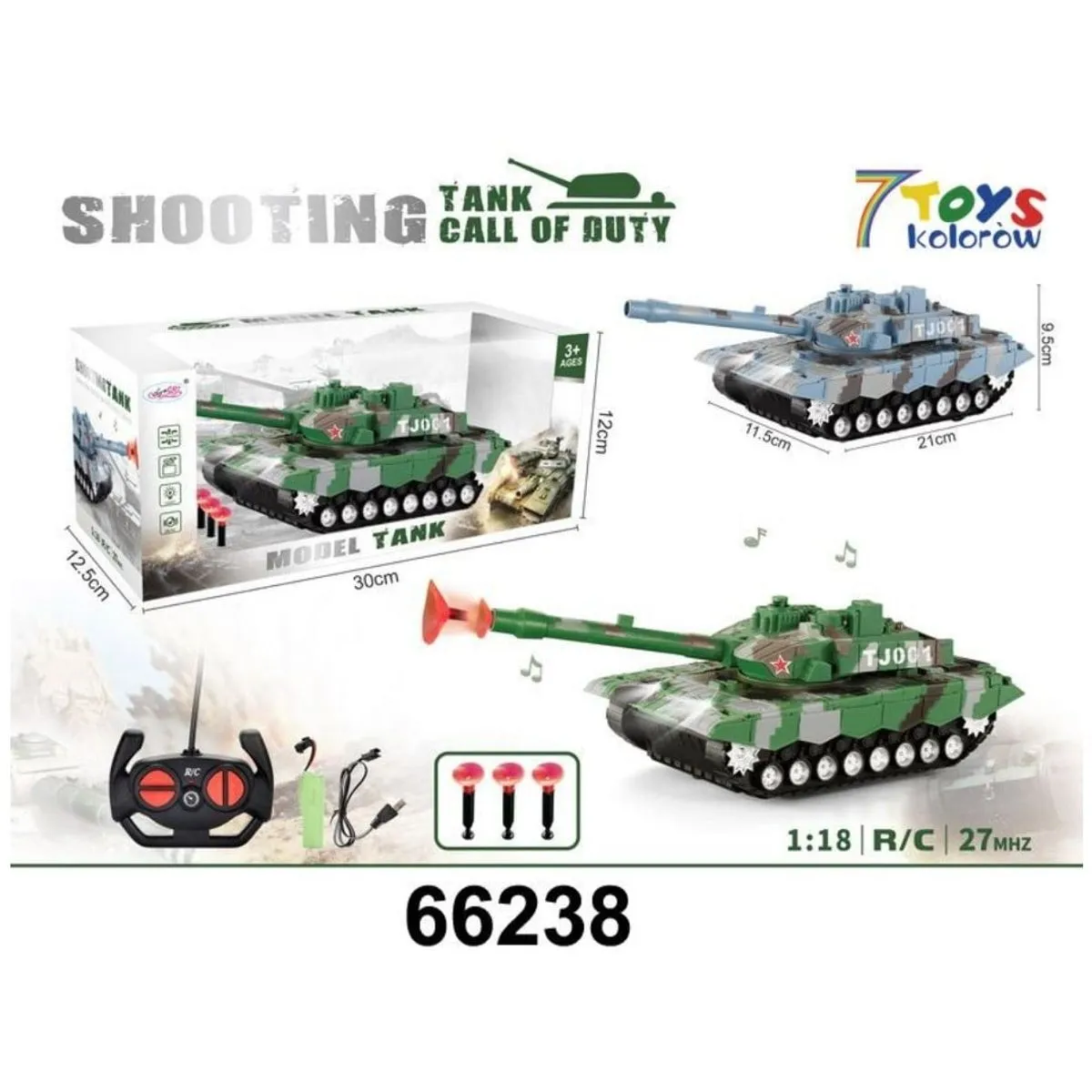 Sterowany czołg Shooting Tank Call of Duty 1:18 R/C 21cm Mix Kolorów