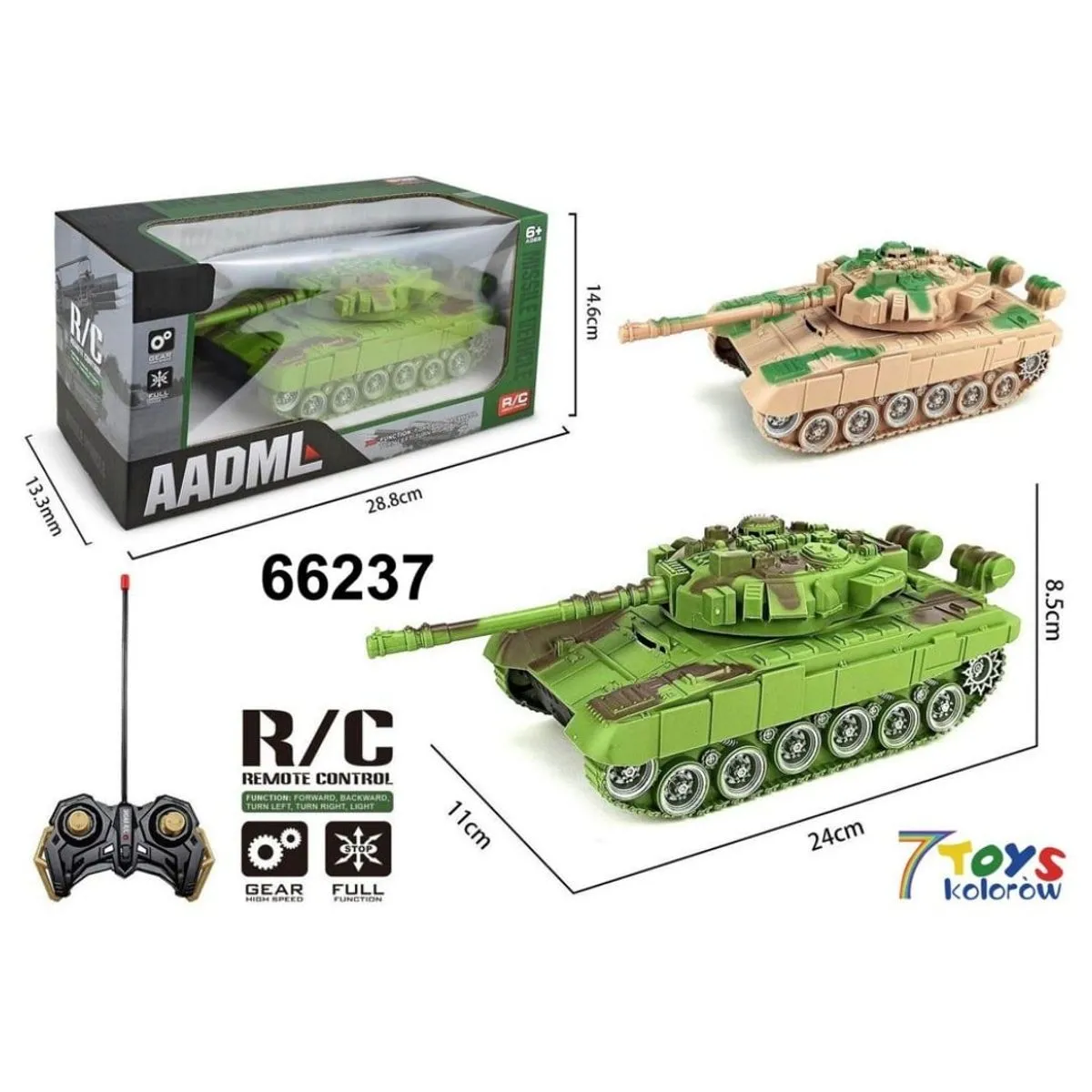 Sterowany czołg AADML R/C 24cm zielony kamuflaż 66237