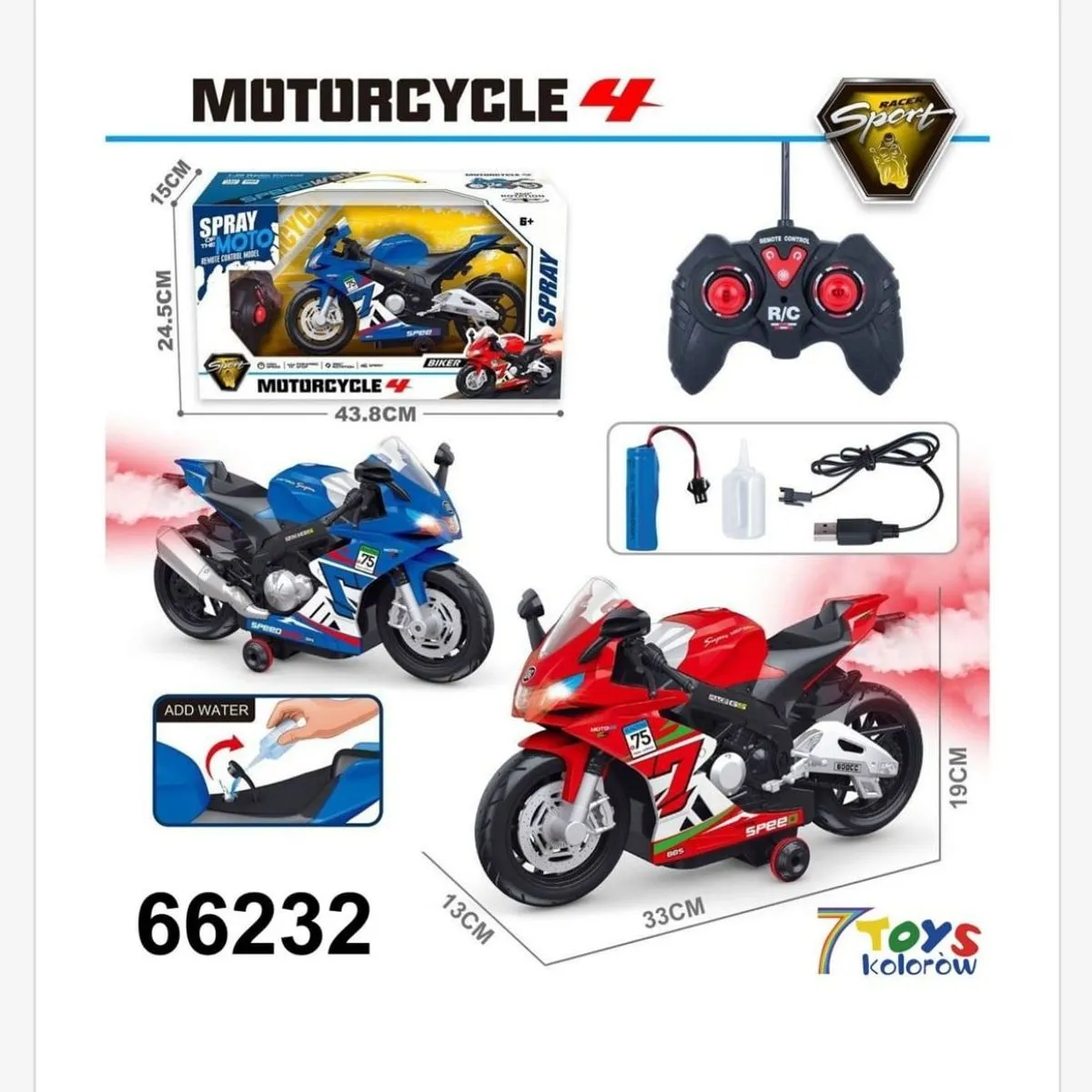 Sterowany Motocykl Top Model R/C z Efektem Pary 33cm Mix