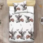 Pościel Bawełniana 2CZ 140x200cm Biała w Liście Monstera